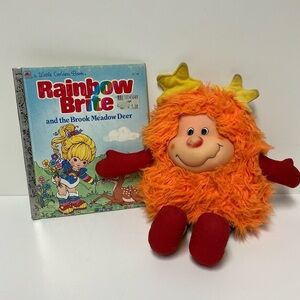 Vintage Rainbow Brite Bright Sprite ORANGE 12" Plush Doll Hallmark with Book